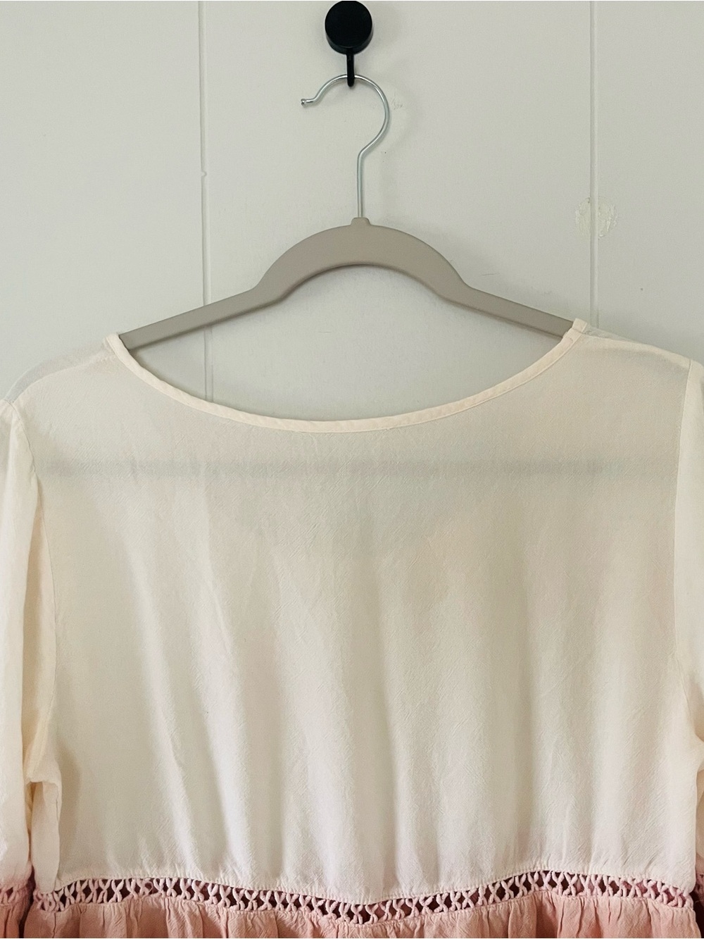 Women's Ombre Peasant Blouse - Cream to Burgundy - Picture 7 of 8